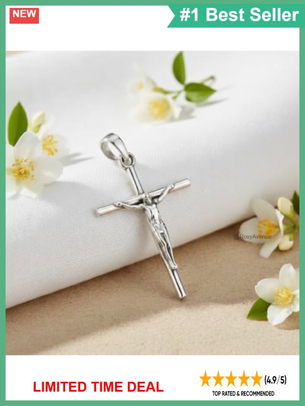 Sterling Silver 925 Crucifix Jesus Christ Pendant Unisex Religious - Picture 3 of 3